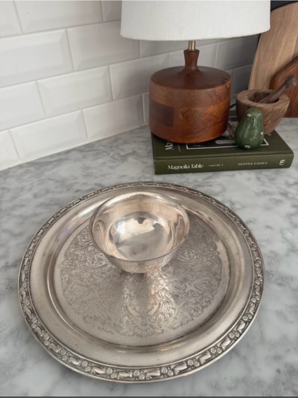 Oneida Silverplate Chip & Dip Serving Platter Ornate Floral